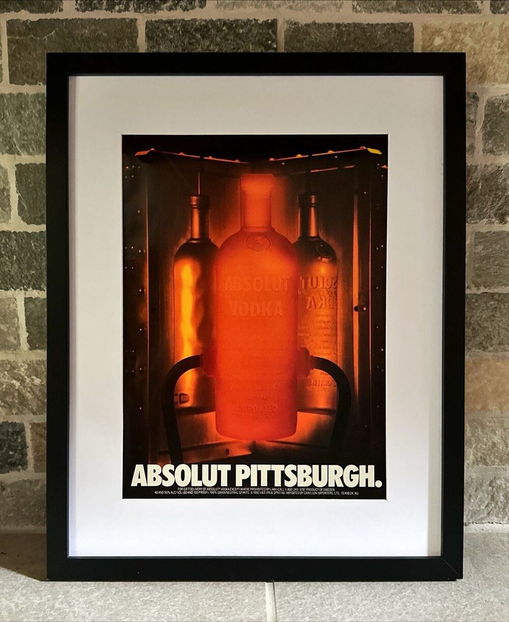 Framed 1992 Absolut Vodka Print Ad Absolut Pittsburgh Steel City